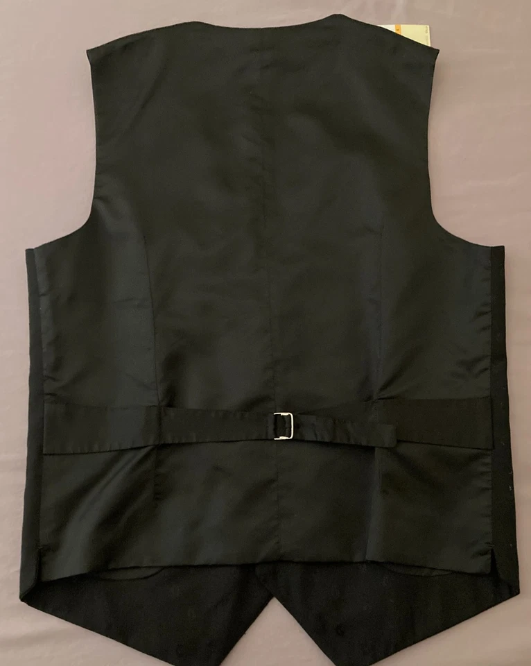 Men's PERRY ELLIS Black Paisley Dress Vest S Small NEW NWT Nice! - Image 4 of 4