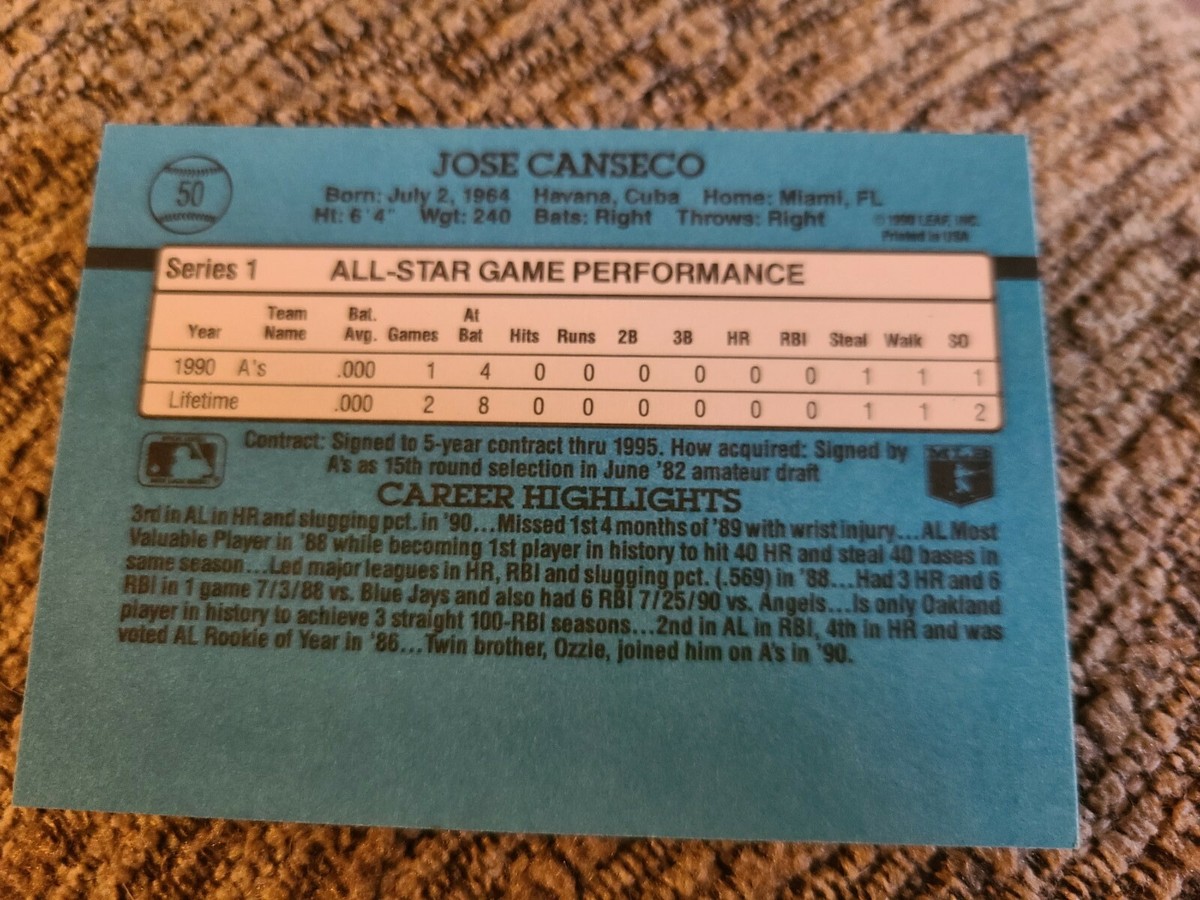 Jose Canseco  1991Donruss Elite含む3枚セット Auction Prices Realized Baseball Cards 1991 DONRUSS ELITE