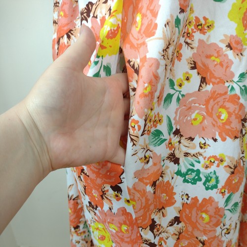 Vintage 50's Style Handmade UK 22-24 Floral Tea Dress Orange White Cottagecore - Picture 7 of 11