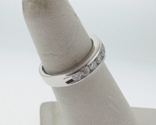 Echter 1,03cttw Diamanten massiv 14k Weißgold Ring 5mm Herren Band GRATIS Größen - Bild 7 von 9