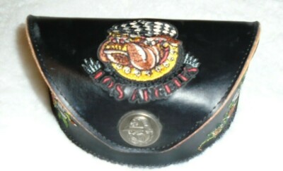 Vintage Ed Hardy Bulldog Skull sunglasses with leather case and cleaning cloth. ED HARDY BLACK LEATHER EMROIDERED BULLDOG SKULL ROSES  main image 3