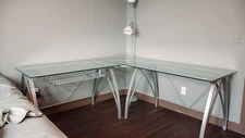 L-shaped Glass Computer Desk (Pick-up Only)