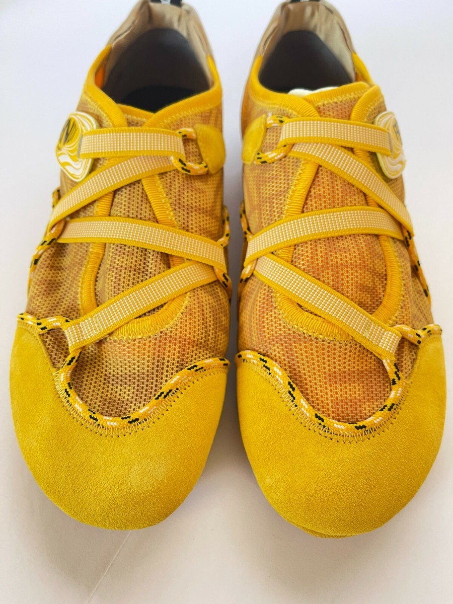 New Auth FENDI FF Vertigo Hybrid Sneakers Yellow Women's Eur 37.5