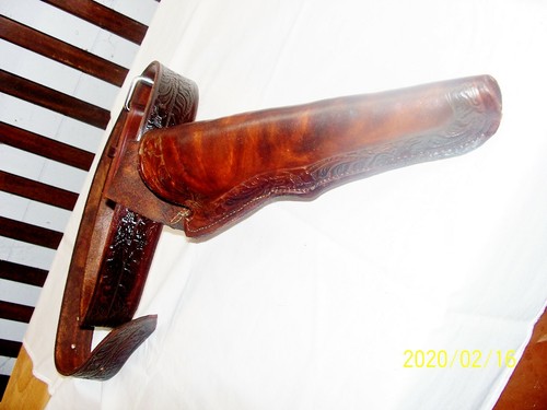 Embossed holster & belt 9 inch barrel right hand cross draw Black powder - Picture 7 of 7