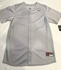 Nike Vapor Full-Button Team Baseball Jersey, Mens L, Gray, New w tag