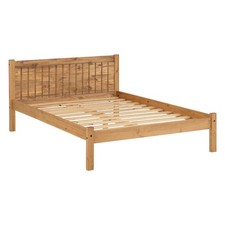 Image of Maya Double Bed Frame 4ft6 in Distressed Waxed Pine Finish