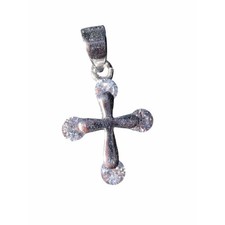 Sterling Silver Cross Pendant with White Cubi...