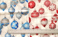 2 cuts Robert Kaufman fabric  1  yd  SAME CHRISTMAS ORNAMENTS  1 blue, 1 red
