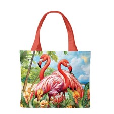 Briarwood Lane Summer Pair of Flamingos Canvas Tote 15" x 14" x 7"
