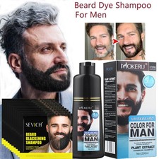 Men Black Beard Simple Hair Dye Color Shampoo Permanent Darkening Hair Coloring