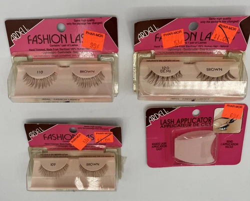 4 Vintage ARDELL FASHION LASHES BROWN STYLE EYELASHES -100% Human Hair - Picture 2 of 6
