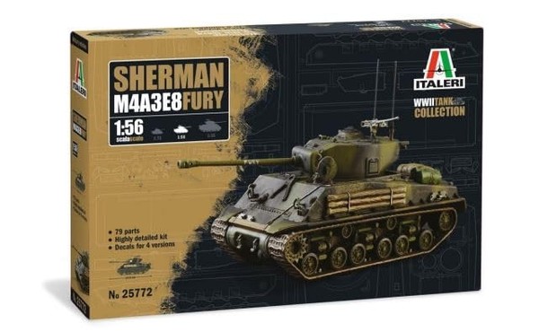 Italeri 25772 1:56 Sherman M4A3E8 Fury - Modellbau, Bausatz, Standmodellbau, Bas-image