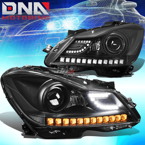 BLACK HALO PROJECTOR HEADLIGHT+WHITE LED H7 HID W/FAN FIT 12-14 C-CLASS W204 - Picture 2 of 12