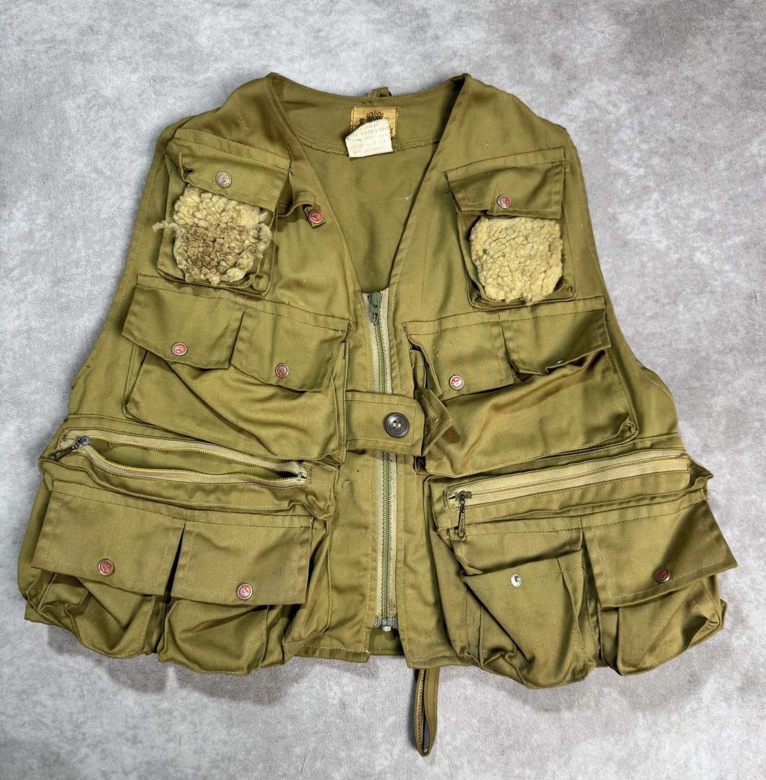 VTG 60s Ideal 1920 Fishing Vest Mens S Green Olive Drab Talon Zippers Fly Patch
Opens in a new windo