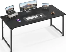 55" Computer Desk Black - Home Office, Gaming, Sturdy Metal Frame, Modern