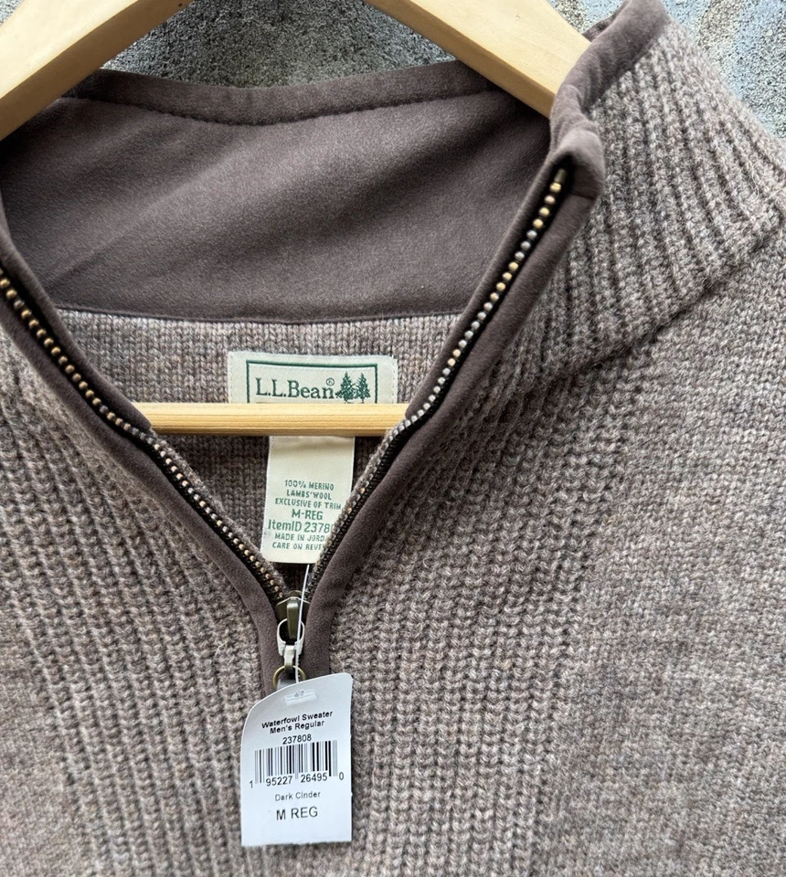 NWT LL Bean Merino Lambs Wool WATERFOWL Quarter Zip Sweater Size M Reg - Image 3 of 4