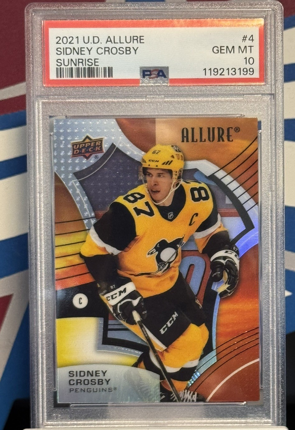 2021 UPPER DECK ALLURE SUNRISE #4 SIDNEY CROSBY CARD PENGUINS PSA 10 POP 1 RARE