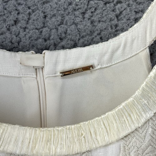Alexis Embroidered Ivory 100% Linen Mini Dress W/Raffia Trim Sz S $650 Org Beach - Picture 5 of 13