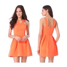 SHOSHANNA Melaney Dress Women's 8 Orange Creamsicle Fit and Flare Designer