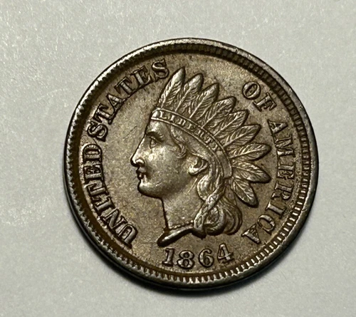 1864 BR INDIAN  CENT AU-BU