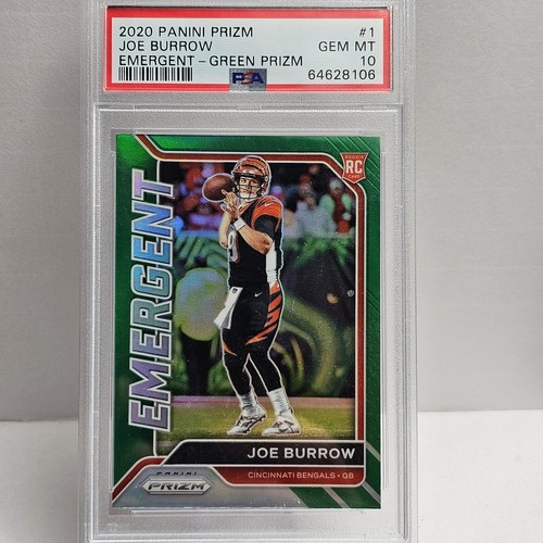 2020 Panini Prizm JOE BURROW #1 RC Rookie Emergent Green PSA 10 Gem Mint