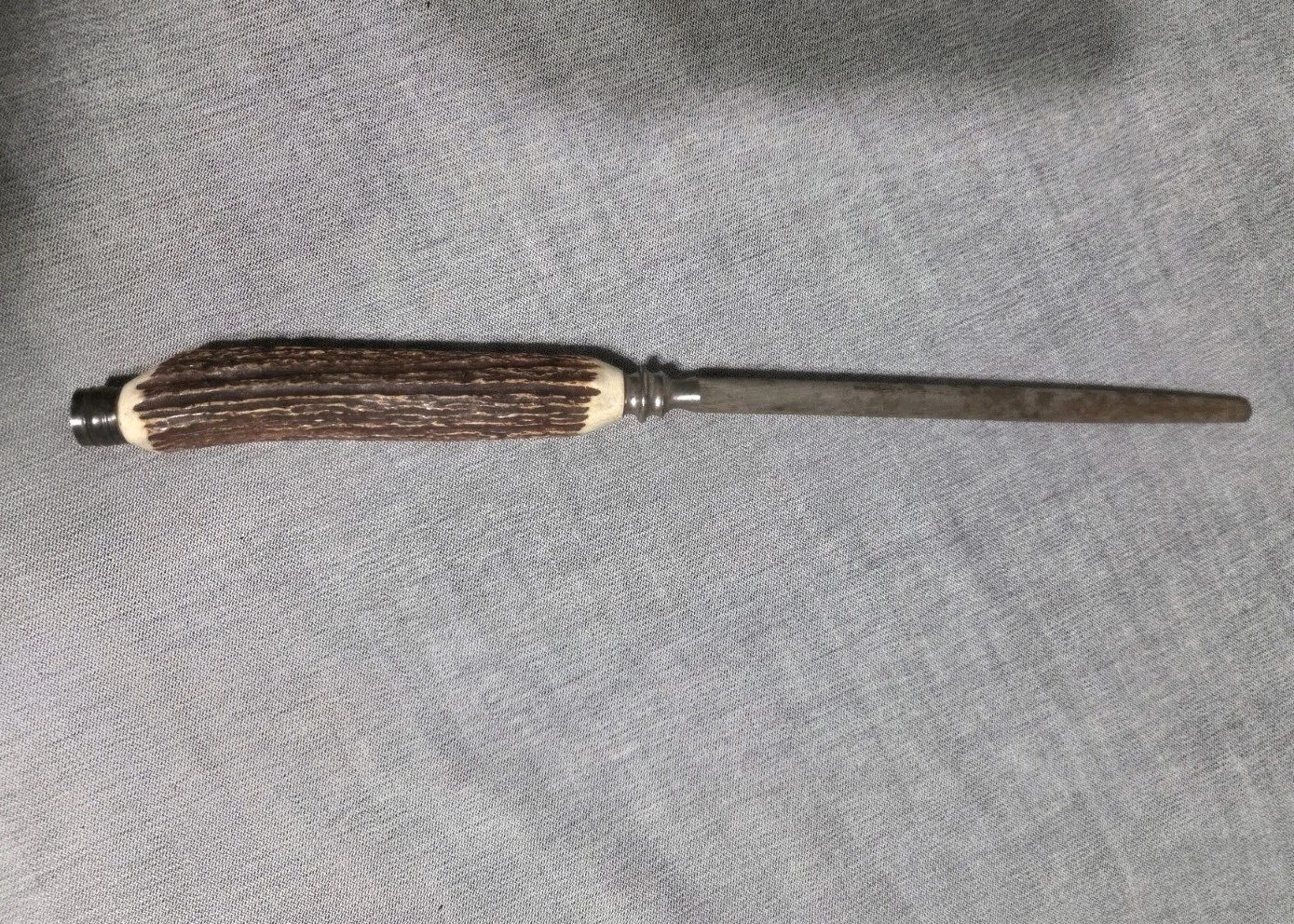 Vntg Stag Deer Horn Handle Knife Sharpening Honing Rod Sheffield England EKCO