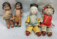 Japanese Made Porcelain Bisque Native American & Japan Petite Dolls Clothes.