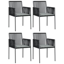 Modern Garden Chairs with Cushions - Black Rattan vidaXL