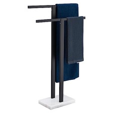 Bathroom Towel Racks 2-Tier Standing Towel Bars with Marble Base, Matte Black