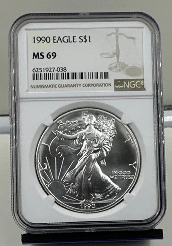 1990 American Silver Eagle NGC MS 69 #038