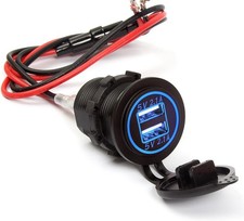 Dual USB Charger Socket Power Outlet 2.1A & 2.1A (4.2A) for Car Boat Marine RV M