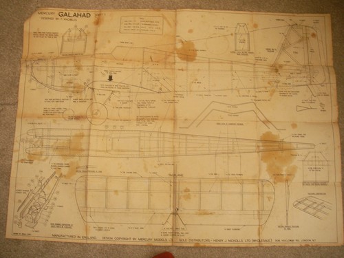 Mercury Kit Plans of the Galahad a vintage semi scale model of 54" wingspan