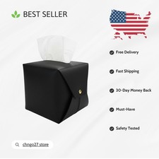 Square Leather Tissue Box Organizer - Versatile for Bathroom, Vanity Desk