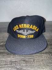 Vintage USS Nebraska SSBN-739 Snapback Hat USA Made Submarine Navy Cap