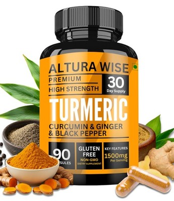 4 in 1 Organic Turmeric Capsules High Strength and Black Pepper with Active C...