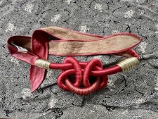Vintage Carolyn Tanner Designs Inc. Red Macrome Tie Waist Belt