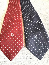 Christian Dior Set Of 2 Vintage Tie Men 3 Polka Dot Made USA Silk Blend Luxury