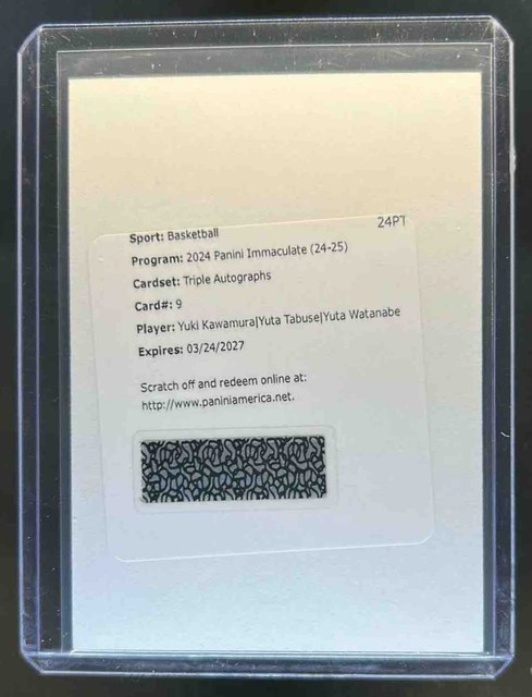 2024 Panini Immaculate Yuki Kawamura Yuta Tabuse Watanabe Triple Auto #/25