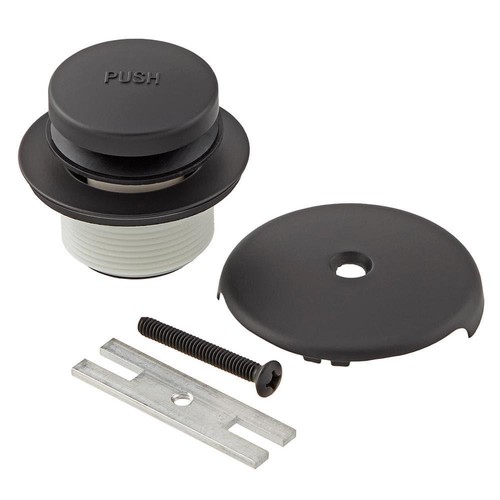 Toe Touch Drain Kit Matte Black Tub Stopper Overflow Plate Bath Trim Remodel Set