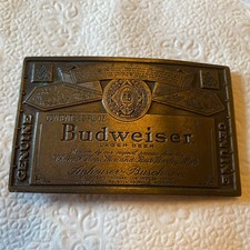 Vintage Genuine Brass Anheuser Busch Belt Buckle Budweiser King Of Beers
