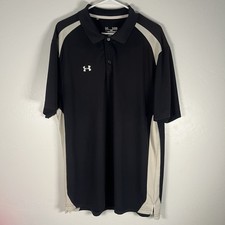 Under Armour Mens Shirt XL Black Heat Gear Polo Short Sleeve Loose Activewear