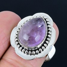 Gorgeous Sage Amethyst Gemstone 925 Sterling Silver Jewelry Ring Size 8