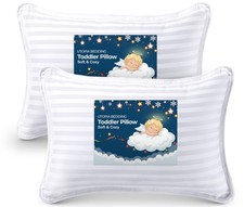 Toddler Pillow White, 2 Pack , 13x18 Pillows for Sleeping, Soft and Breathab...