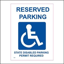 VE097 RESERVED PARKING STATE DISABLED  PARKING PERMIT REQUIRED SIGN HOSPITAL