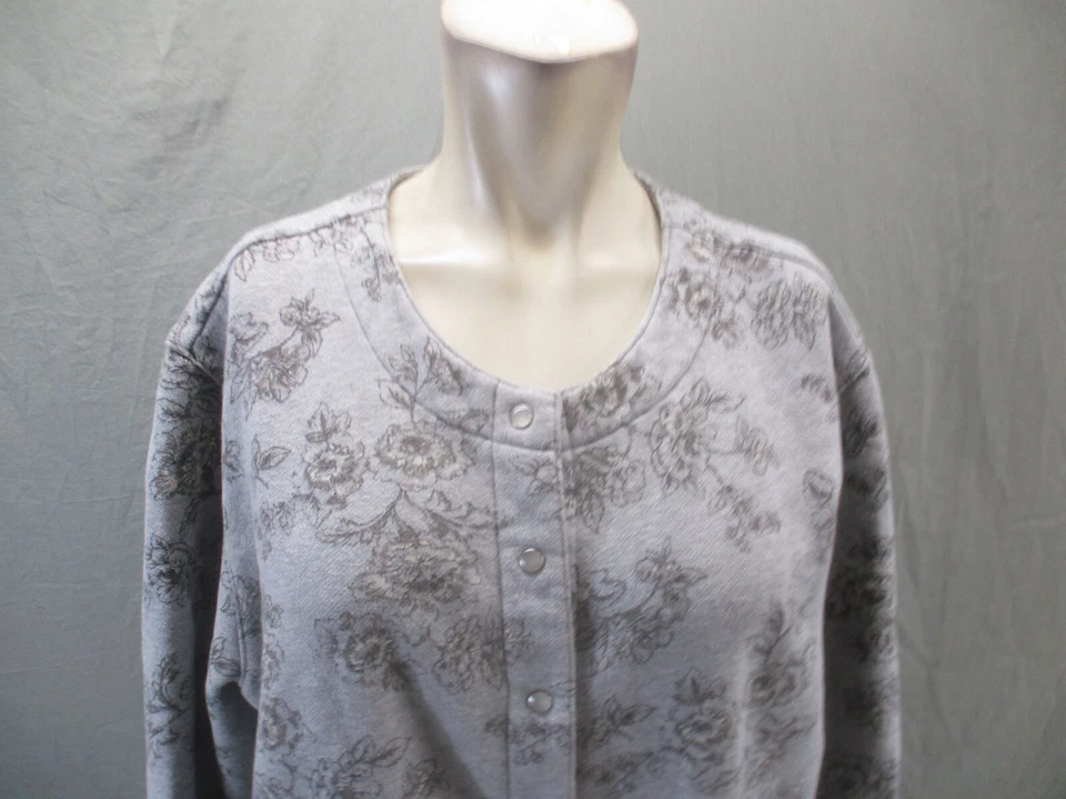 Cárdigan a presión Classic Elements talla XL para mujer gris floral mezcla de algodón 844 Foto 2 de 4