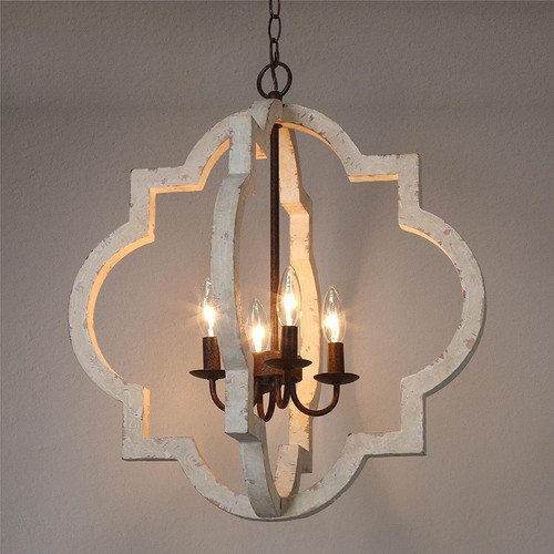 Modern Wood Chandelier Lighting Fixture Living Room Ceiling Light Flush Mount US - Picture 7 of 24
