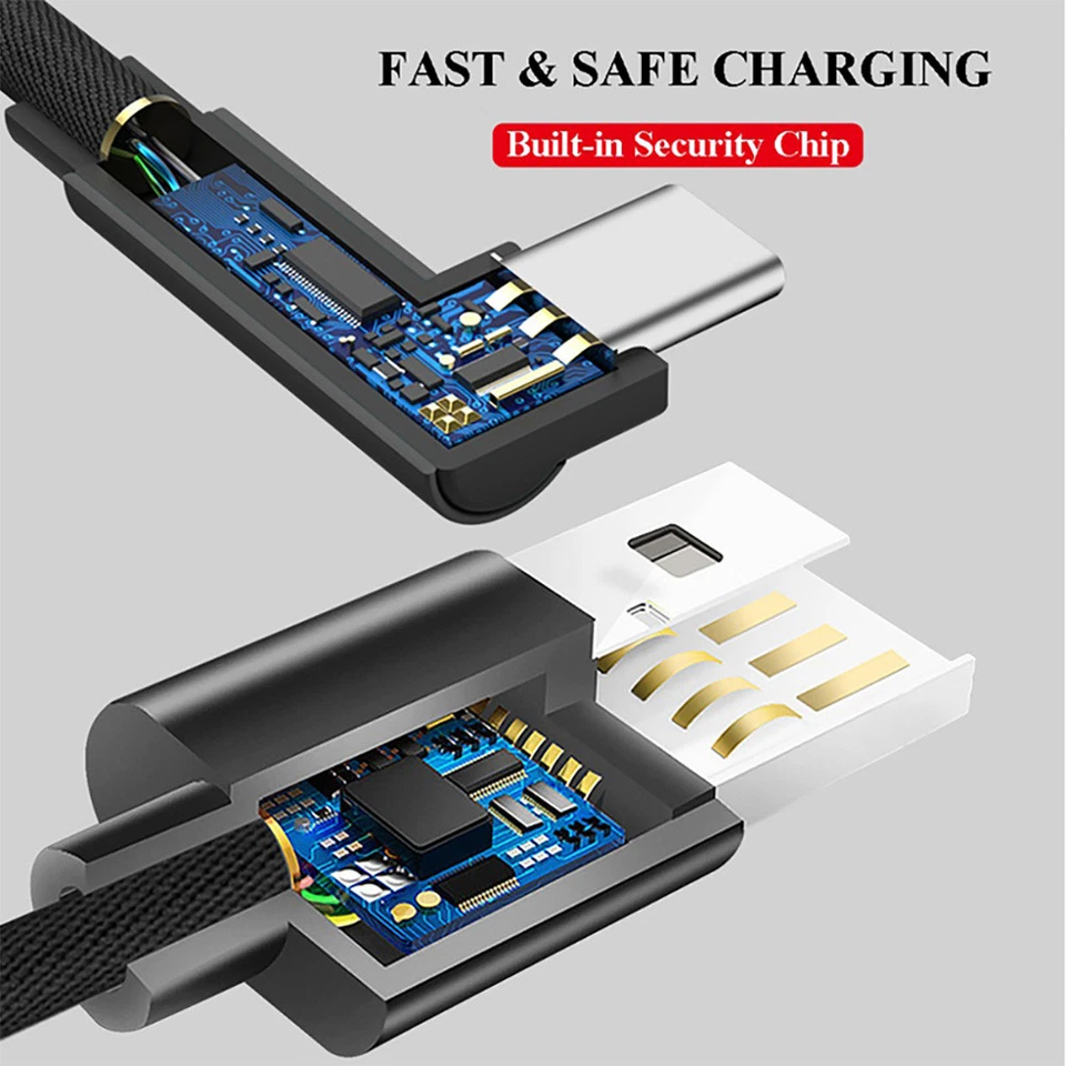 2X USB Type C Nylon Right Angle Charging Cable - Image 3 of 4