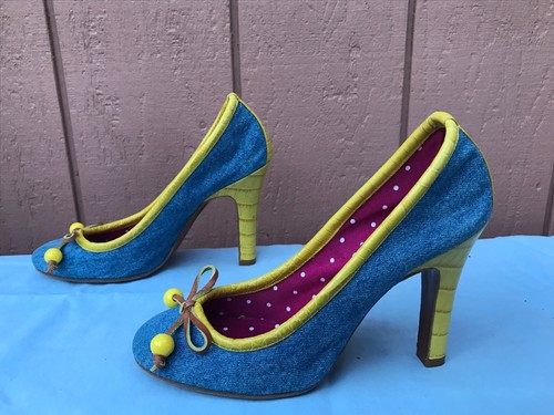 NEW Marc Jacobs Pumps Denim Leather Round Toe Bow US 7 EUR 37.5 - Picture 7 of 10