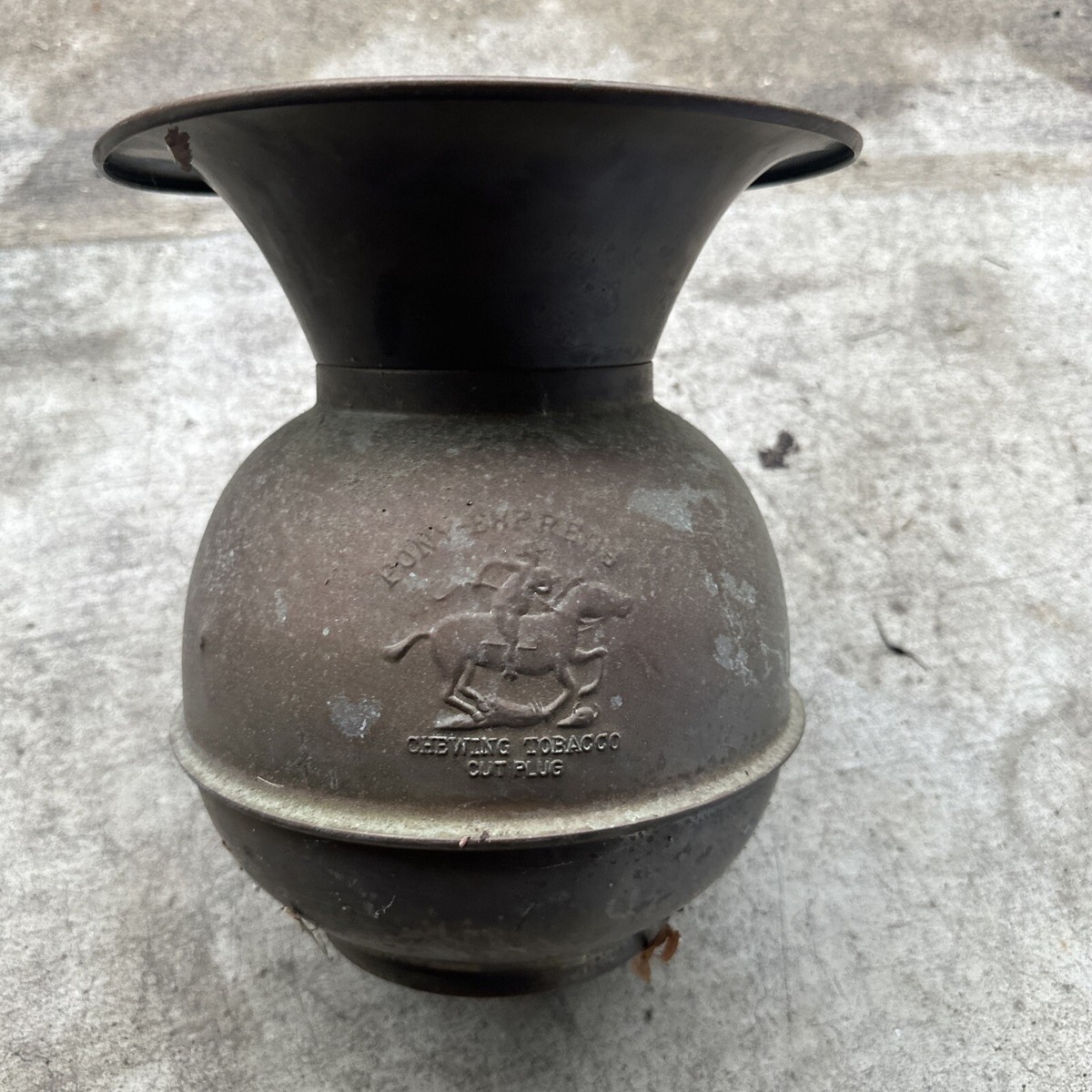 pony express chewing tobacco spittoon Vintage Brass Spittoon