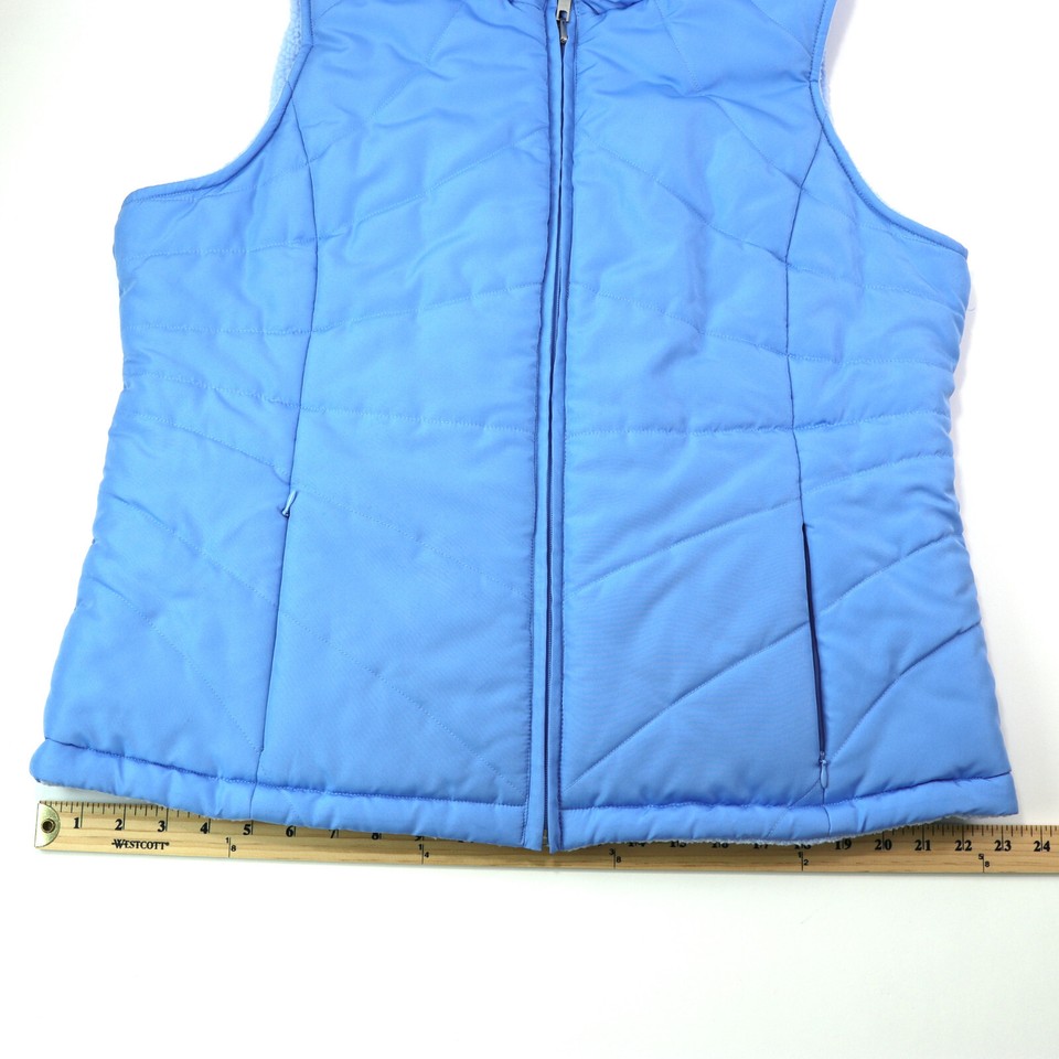 Reversible Rug Izod Izod Women's Reversible Vest Size XL Blue Fleece & Quilted Full Zip ...